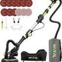 Drywall Sander, 7.2A Electric Drywall Sander with Vacuum Dust Collection, LED Light, 6 Variable Speed Digital Display 900-1800RPM, Foldable & Extendable Handle (Green)