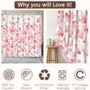 Pink Floral Shower Curtain with Hooks, Romantic Pink Petal Rain Bath Curtain, Waterproof Polyester Fabric for Bathroom Decor, 72 x 72 Inch