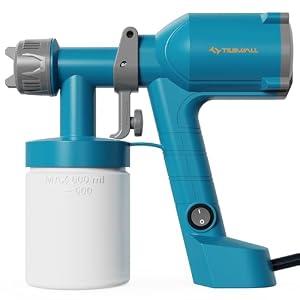 Tilswall Paint Sprayer, Upgraded Ultra-Light Electric Paint Spray Gun with 2 Nozzles & 3 Patterns Easy to Clean for Fences, Sheds, Walls, Ceilings, Furniture, Cabinets, Garden & DIY, Blue