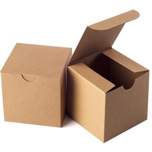GEFTOL Small Brown Gift Box Pack - 50 Foldable 4x4x4 inch Paper Box for Bridesmaids Proposal, Birthday, Party & Christmas