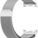 Bands Compatible with Samsung Galaxy Watch 8 40mm/44mm/Classic 46mm 2025, Magnetic Milanese Loop Mesh Metal Stainless Steel Replacement Wristband for Men Women (Silver)
