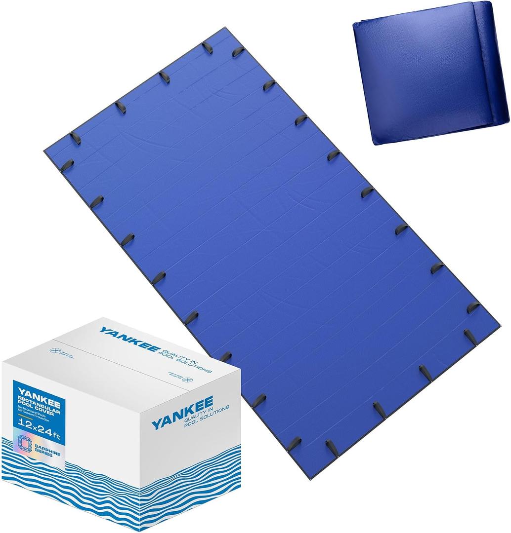Yankee Pool Cover for 12x24 ft Rectangular Pool: Extra Thick & Durable | Sapphire Series of Premium Cold- and UV-Resistant In-Ground Pool Protection