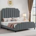 YITAHOME Queen Bed Frame with 61.4'' Headboard, Upholstered Platform Bed Frame with Wooden Slats Support, No Box Spring Needed, Easy Assembly - Gray