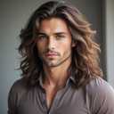 Long Curly Wavy Brown Wig for Men Synthetic California 80s Rocker Punk Halloween Cosplay Hair Wig