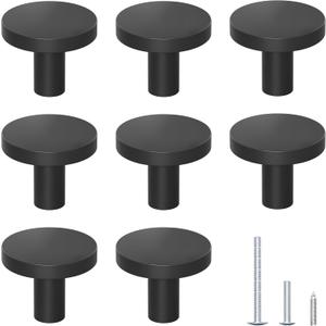 DonYoung 8 Pack Cabinet and Drawer Knobs, Bifold Barn Door Handle- Stylish Round Pulls for Bi-Folding Sliding Barn Door, Kitchen, Dressers, Cupboard and Closets, Matte Black