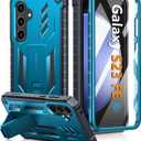 FNTCASE for Samsung Galaxy S23-FE Case: Military Grade Protective Hard Phone Case with Kickstand | Screen Protector | Shockproof TPU Full Protection Drop Proof Phone Cover for Galaxy S23 FE 5G Blue