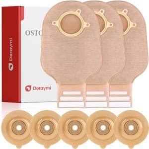 30 PCS Colostomy Bags Convex Ostomy Bag Two Piece Colostomy Supplies, Drainable Ostomy Pouches for Uneven Wrinkled Skin Irregular Stoma, 45mm Max (20 x Bags+10 x Convex Barriers)