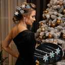 14Pcs Christmas Snowflake Hair Clips Rhinestone Blue White Decorative Bridal U-Shape Hair Pins Hair Accessories for Women Winter Holiday Wedding Party Xmas Hair Barrettes