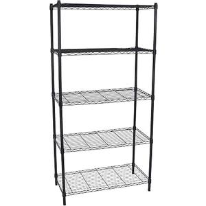 BIRDROCK HOME 5-Tier Wire Shelving, Flat Black, Heavy Duty Shelf, Wide Adjustable Rack Unit, Kitchen Storage, 
Dimensions: 36" Width x 18" Depth x 72" Height