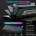 Attoe 2.4G Wireless Keyboard and Mouse Combo, Rechargeable Ergonomic Wireless Computer Keyboard with 7 Colored Backlits, Phone Holder, Volume Knob for Mac Windows Laptop PC