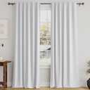 Turquoize White Curtains 100% Blackout Curtains for Bedroom 96 Inch Long Thermal Insulated Back Tab/Rod Pocket Black Out Window Treatment Panels for Living Room, 2 Panels, 52W x 96L,Greyish White