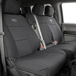 Rough Country Neoprene Front & Rear Seat Covers for Ford F-150, Lightning, F-250 & F-350 (2015-2026) Crew Cab w/Front Bench Seat & Rear 60/40 Split