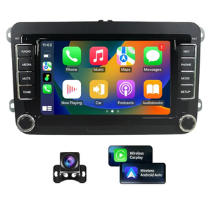 Car Radio Stereo for VW Volkswagen Seat Golf Passat Jetta Beetle Tiguan Touran EOS Android 7" Double Din Touchscreen Bluetooth Radio Apple CarPlay Android Auto GPS Navigation WiFi FM Mic Backup Camera