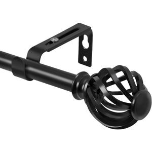 Luvenia Black Decorative Curtain Rod,Adjustable Curtain Rods For Windows 30 to 60 Inch(2.5-5Ft),Curtain Rod For Bedroom, Living Room,Kitchen,Farmhouse