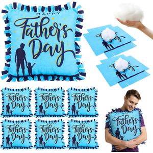 Mindsoft 6 Sets Father's Day DIY Pillow Craft Kits Cute Silhouette Tied Pillows with Happy Father's Day Design, Handmade Gifts for Dad, Craft Activities, Home Decoration & Party Decor Favors