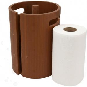 Wood Paper Towel Holder for Kitchen Countertop, Pine Wood Towel Stand with Splash Guard, Freestanding Paper Roll Holder with Side Opening and Carry Handles for Kitchen Bathroom RV