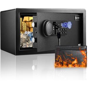 Biometric Home Safe Box-(0.78-2.04 cu. ft.) Quick Access Fingerprint Safe Lock, Backlit Keypad and LED Light, Small Caja Fuerte with Anti-Rust and Anti-Theft (1.09 Cubic Feet+ Fireproof Bag)