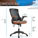 Ergonomic Office Chair with Mesh Back Rest, Height Adjustable with Flip Up Arms and Swivel, Mid-Back Task Home Office Chair, Brown