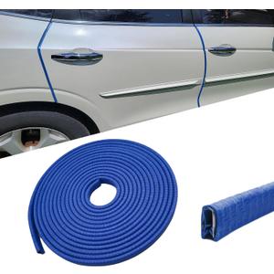 16.4Ft(5M) Car Door Edge Guards, Car Door Edge Protector, No Glue Auto Door Entry Guard Protective Strip, Auto Door Protection Anti-Collision Rubber Clips Fit Most Cars (Blue, 5 Meters)