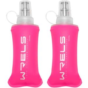 WRELS TPU Soft Flask Lightweight Portable Reusable Water Bottle,BPA Free Collapsible Flask for Hydration Pack in Running Hiking Cycling and Marathon, 150ml/5.07oz-2 Pack-Pink