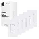 MOES Dimmer Light Switches 6 Pack, 3 Way & Single Pole Dimmable Switch for LED,CFL,Incandescent,Halogen, 600Watt Max,Dimming Slide for Bedroom Hallway, No Neutral Wire Required(6 White)