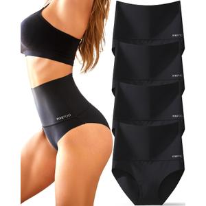 FINETOO Light Tummy Control Underwear Women High Waisted Briefs Plus Size Shapewear Under Dress Ladies Panties S-XXXL
