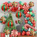 9PCS Christmas Balloon Decorations Set, Round Candy Lollipop Foil Balloon, Hanging Balls Balloons for Xmas Party, Holiday Home & Event Decoration