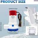 12V 1500 GPH Non-Automatic Bilge Pump Kit with Float Switch, Submersible Boat Marine Water Pump Combo, Water-Cooled Motor, 1-1/8" Outlet, Low Noise for Boats, Yachts, Ponds, Pools