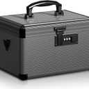 Medicine Lock Box with Code, Locking Medicine Box with Removable Tray & Pocket Bag, Portable First Aid Box for Home, 12 * 7.7 * 7.9 Inch (Black)