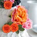 N&T NIETING Artificial Fall Flowers Fake Flowers Orange Roses Perfect for DIY Wedding Bridal Bouquets Centerpieces Bridal Shower Party Home Flower Arrangement Thanksgiving Decorations, 25Pcs