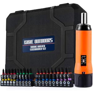 KNINE OUTDOORS Torque Screwdriver Wrench Driver Set 10-70 Inch Pounds lbs for Maintenance with T-bar Handle, 40 Hex Bits, 1/4" Socket, Shaft Extension, For Tools, Bike Repairing and Mounting (Orange)