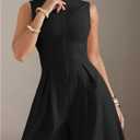 Verdusa Women's Zip Up Wide Leg Jumpsuits Sleeveless One Piece Jumpsuit Formal Dressy Casual Spring Outfits (Black, M)