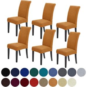 Howhic Stretch Chair Covers for Dining Room Set of 6, Removable Washable Dining Room Chair Covers, Dining Chair Slipcovers Seat Protector, Great Home Decor and Banquet Upholstery (Gold, 6 Pack)