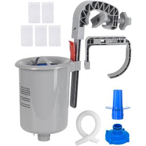 Above Ground Pool Skimmer - Wall Mount & Floating Pool Surface Skimmer for Leaves/Debris, Fits Inflatable/Metal Frame Pools with Adjustable Height Bracket, Basket and Hose (5 Socks Included)