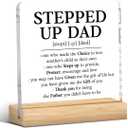 2 x Stepped Up Dad Gifts from Stepdaughter Stepson, Christmas Gifts for Stepdad, Best Birthday Fathers Day Valentines Gift for Father Acrylic Decor 4 x 4 inches