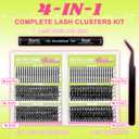 Lash Clusters Kit with Spikes Lashes Clusters Wispy 60D+80D+100D+200D Manga Eyelash Clusters D Curl 456PCS Cluster Eyelash Extensions Volume 12-18mm Individual Anime Lashes Kit Bond&Seal by WiWiLINK
