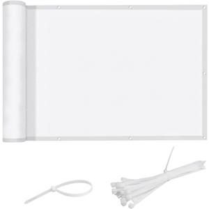 LOVE STORY 3' x6' White Waterproof Balcony Privacy Screen Cover - Opaque Fence Covering Privacy, 100% Polyester Fabric, UV Protection Shield for Apartment Railing,Outdoor Patio, Deck, Porch