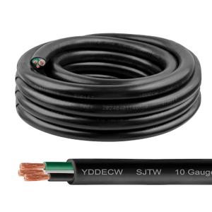 15ft 10/3 10 AWG SJTW 300V Wire (3 Conductor) - 10 Gauge SJTW Cable with UV-Resistant Jacket for Motor Leads, Battery Chargers and Machine - 3 Conductor - 15 Feet Electrical Wire