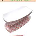 Mr Miracle 7 Inch Paper Hot Dog Tray in Red White Pattern. Pack of 100. Disposable, Recyclable and Fully Biodegradable. Made in USA