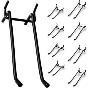 20Pcs 4/6Inch Double Arm Pegboard Hooks, Fit 1/4" Pegboard Hole, Metal Peg Board Peg Tool Holder Hanger with Black Rubber Tip Peg Board Organizer Accessories for Hanging Tool (Black, 4/6 Inch)