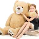 MorisMos Smiling Giant Teddy Bear 4 Feet, Soft Large Big Teddy Bear Stuffed Animals Plush 47 Inch Gifts for Kids, Girlfriend, Baby Shower, Birthday, Brown