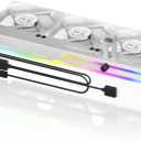 AsiaHorse Graphics Card Cooler with ARGB 5V 3Pin LED and Three 80mm Fans, RGB LED Graphics Card Holder, GPU Cooler Easy Installation-White
