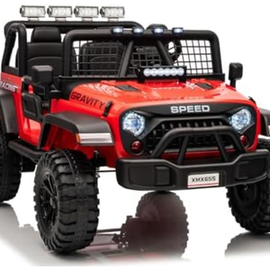 24V Ride on Car for Kids, 2 Seater Electric Truck with Parent Remote Control, Spring Suspension, 2 Speeds, LED Headlight & Music Player, Kids Electric Vehicle for Aged 3-8 Years, Red