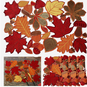 Fall Placemats Set of 6 Thanksgiving Place Mats Fall Autumn Maple Leaf Embroidered Placemats 11 x 17 Inch Thanksgiving Table Place Mats Decorations for Home Dining Kitchen Autumn Harvest
