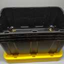 IRIS USA 27 Gallon Heavy Duty Truck Bed Toolbox Storage Tote Bins with Lids, 4 Pack - Made in USA, Tough Snap On Lid Stackable Industrial Rugged Tubs, Garage Organization, Reusable Box - Black/Yellow