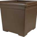 The HC Companies Accent Square Plant Pot w/Drainage - Classic Planters for Outdoor Plants & Indoor Plants - Lightweight & UV-Resistant Square Planter Box (15.5, Chocolate, Pack of 1)