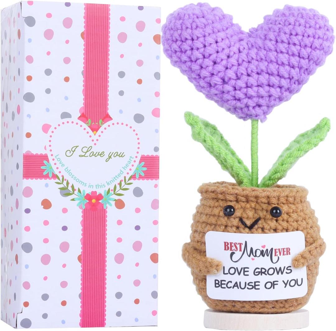 Gifts for Mom Mothers Day Birthday Funny Gift Handmade Crochet Unique Presents for Mama Stuffers Daughter Son Positive Cute Love Mom, 2PCS