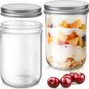 2 Pack Wide Mouth Mason Jars 16oz - Airtight Glass Canning Jars for Food Storage, Meal Prep, Overnight Oats, Pickling, Salad & Wedding Favors (Leak-Proof Lids)