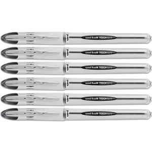 Uni-Ball Vision Elite Stick Roller Ball Pens, Bold Point, Black Ink, 6 Pens