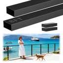8FT Black Aluminum Handrail with Flat Connector, 4 Pack Rectangular Cable Railing Handrail 3mm Thick, Cuttable Flat Top Hand Rail with Screws for Indoor Outdoor Deck Stair Cable Railing System